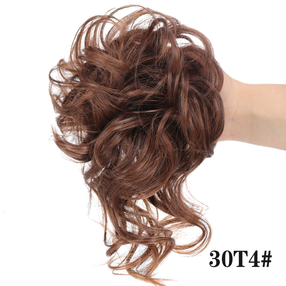 LUPU Synthetic Hair Bun Chignon Messy Curly Hair Band Elastic Scrunchy False Hair Pieces For Women Hairpins Black Brown