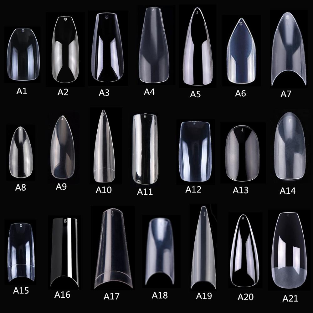 Makartt 500pcs Coffin Fake Nail Tips Clear Natural XXL Gel Tips Full Cover False Acrylic Stiletto Ballerina Nails Press on Nail