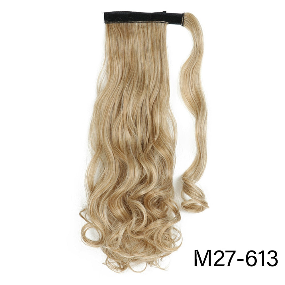 AZIR Long Straight Ponytail Hair Synthetic Extensions Heat Resistant Hair 22Inch Wrap Around Pony Hairpiece for Women