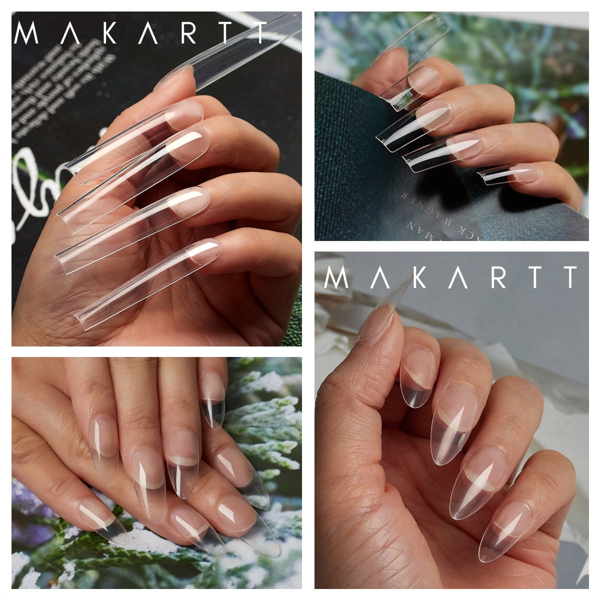 Makartt 500pcs Coffin Fake Nail Tips Clear Natural XXL Gel Tips Full Cover False Acrylic Stiletto Ballerina Nails Press on Nail