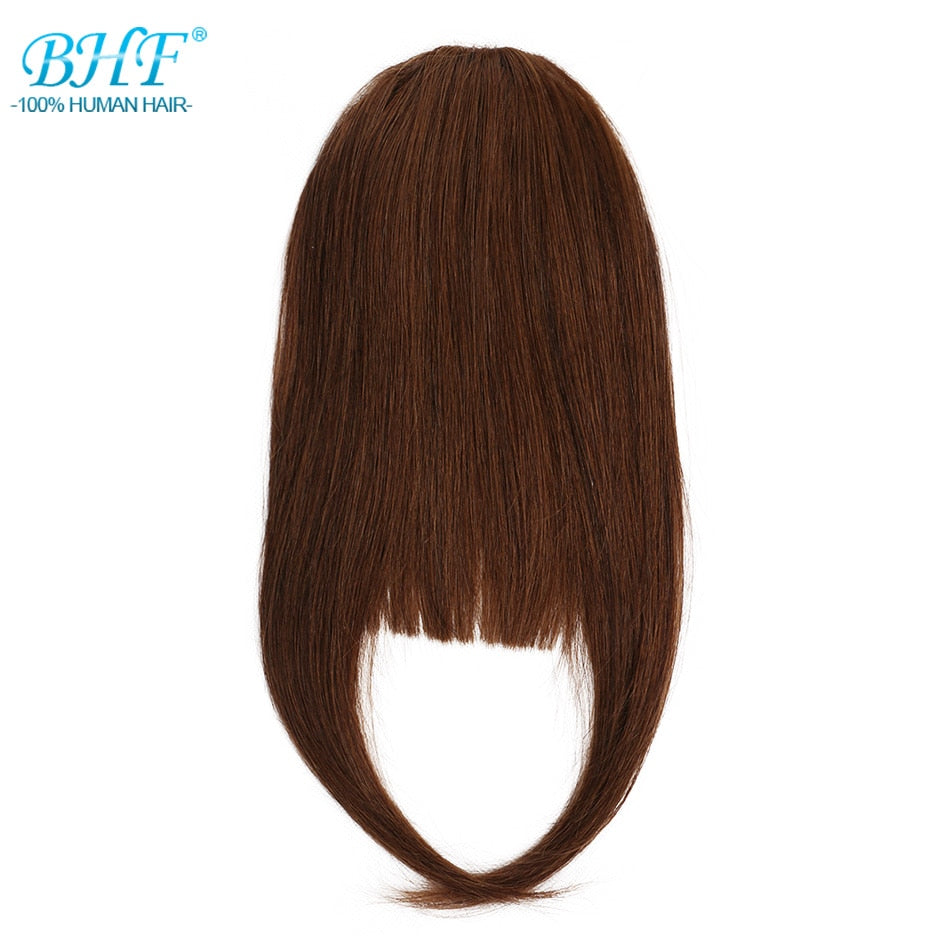 BHF Human Hair Bangs 8inch 20g Front 3 clips in Straight Remy Natural Human Hair Fringe All Colors