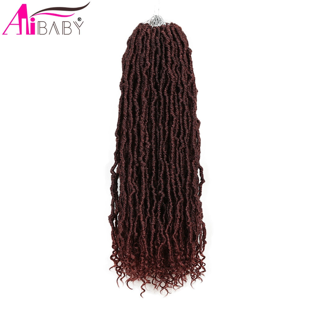 Alibaby Hair Goddess Nu Locs Crochet Hair Natural Curly Dreadlocks Hair Ombre Faux Locs Crochet Braids 20&quot; 21Strands/Pack