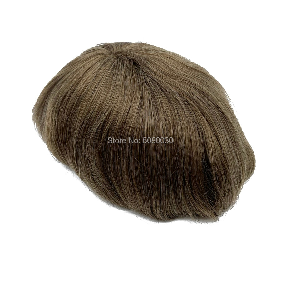 Invisible Knot Natural Hairline Men Toupee 100% Euro-Touch Human Hair Front Toupee