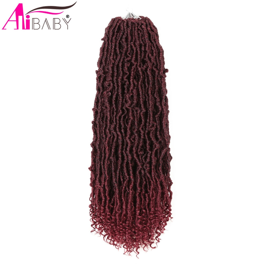 Alibaby Hair Goddess Nu Locs Crochet Hair Natural Curly Dreadlocks Hair Ombre Faux Locs Crochet Braids 20&quot; 21Strands/Pack