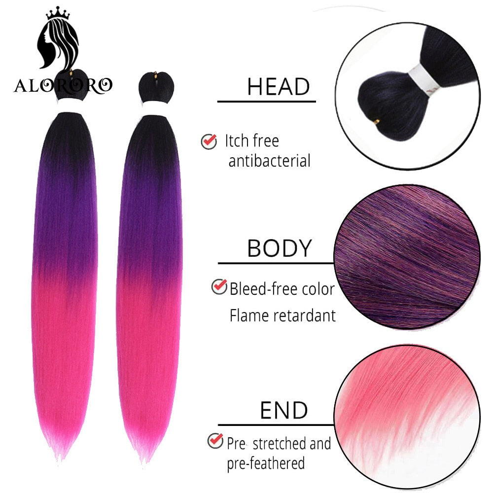 Alororo Synthetic Hair Braids Extensions Braiding Hair Pre Stretched 24 Inches Afro Jumbo Braid Hair Profession Braids