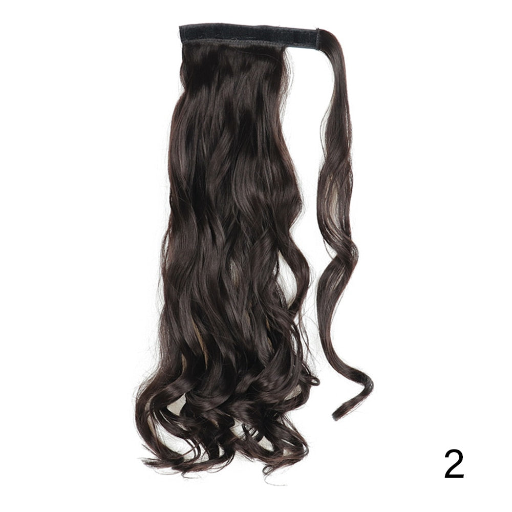 AZIR Long Straight Ponytail Hair Synthetic Extensions Heat Resistant Hair 22Inch Wrap Around Pony Hairpiece for Women