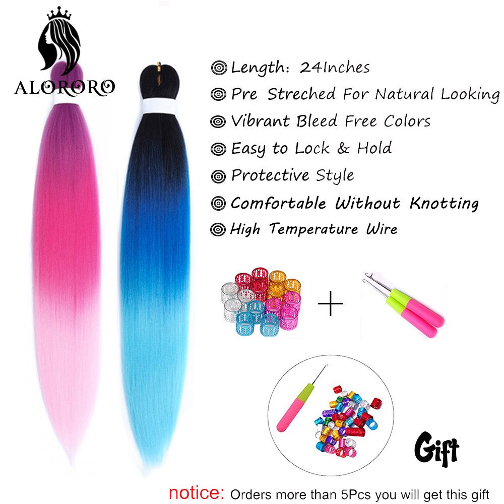 Alororo Synthetic Hair Braids Extensions Braiding Hair Pre Stretched 24 Inches Afro Jumbo Braid Hair Profession Braids