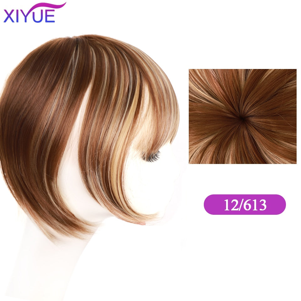 Black/Light Brown Clip In Hair Bangs Hairpiece Accessories Synthetic Fake Bangs Clip In Hair Extensions Clip In Hair Pieces