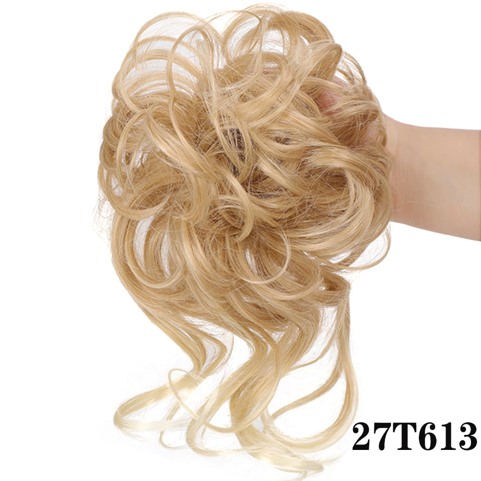 LUPU Synthetic Hair Bun Chignon Messy Curly Hair Band Elastic Scrunchy False Hair Pieces For Women Hairpins Black Brown