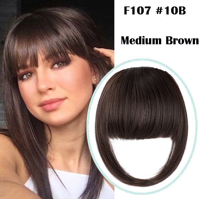 SHANGZI False Bangs Synthetic hair Bangs Hair Extension Fake Fringe Natural hair clip on bangs Light Brown HighTemperature wigs