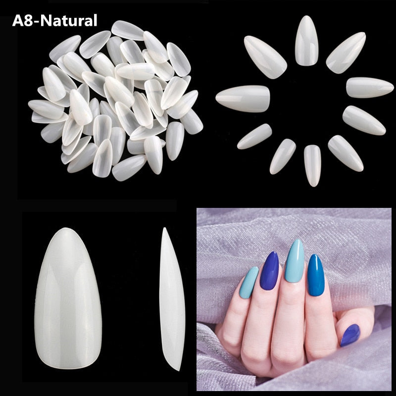 Makartt 500pcs Coffin Fake Nail Tips Clear Natural XXL Gel Tips Full Cover False Acrylic Stiletto Ballerina Nails Press on Nail