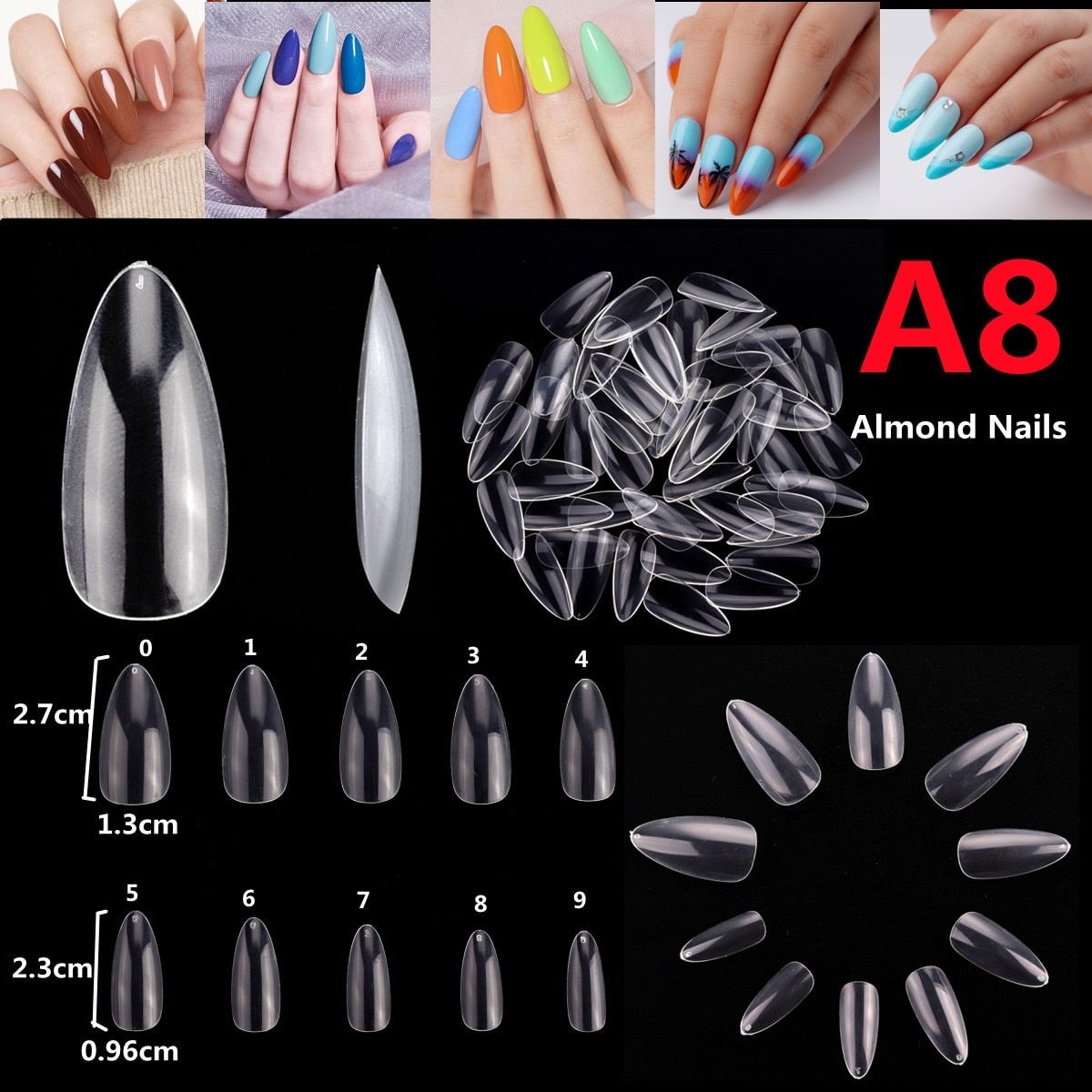 Makartt 500pcs Coffin Fake Nail Tips Clear Natural XXL Gel Tips Full Cover False Acrylic Stiletto Ballerina Nails Press on Nail