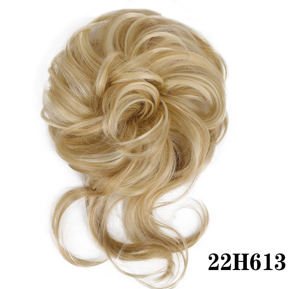 LUPU Synthetic Hair Bun Chignon Messy Curly Hair Band Elastic Scrunchy False Hair Pieces For Women Hairpins Black Brown