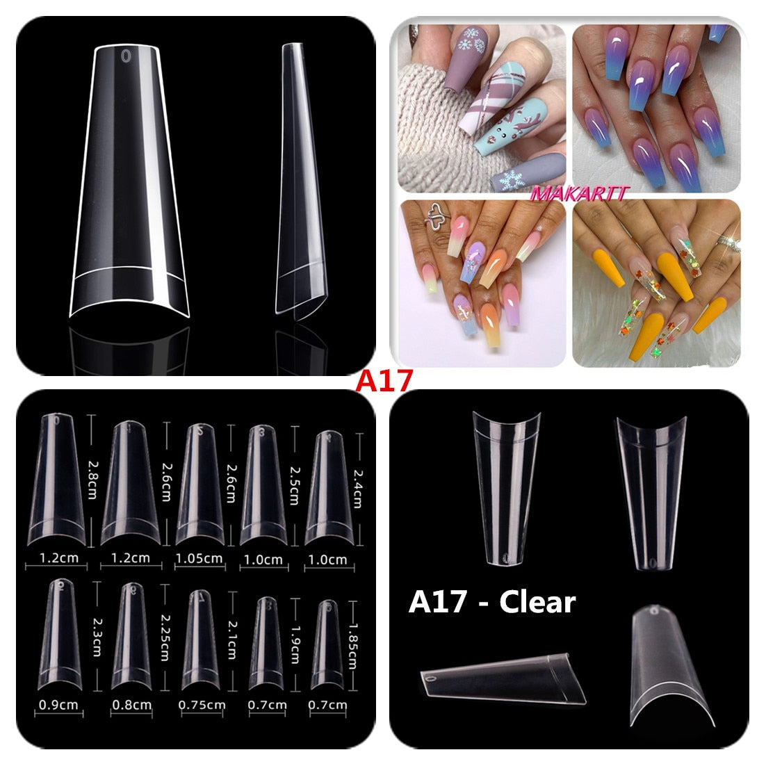 Makartt 500pcs Coffin Fake Nail Tips Clear Natural XXL Gel Tips Full Cover False Acrylic Stiletto Ballerina Nails Press on Nail