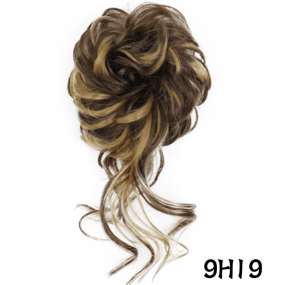 XINRAN Synthetic Curly Donut Chignon With Elastic Band Scrunchies Messy Hair Bun Updo Hairpieces Extensions for Women