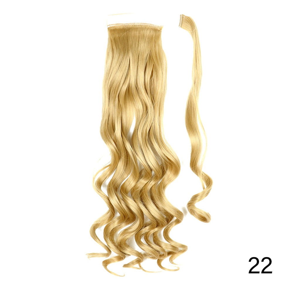 AZIR Long Straight Ponytail Hair Synthetic Extensions Heat Resistant Hair 22Inch Wrap Around Pony Hairpiece for Women