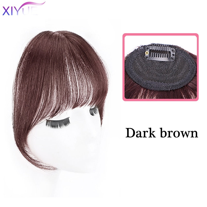 Black/Light Brown Clip In Hair Bangs Hairpiece Accessories Synthetic Fake Bangs Clip In Hair Extensions Clip In Hair Pieces