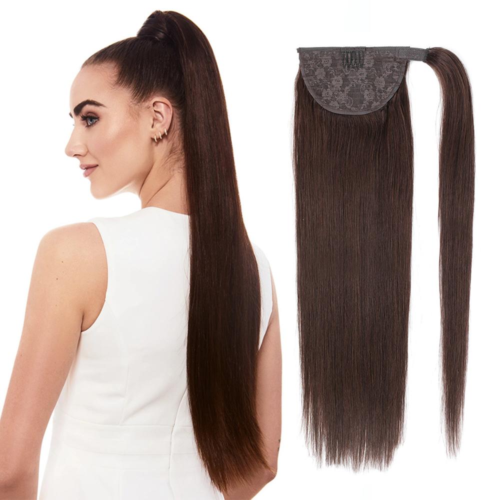 Real Beauty Ponytail Human Hair  Remy Hair Extensions European Warp Around Drawstring Clip Ins Ponytail Highlight Blonde Brown