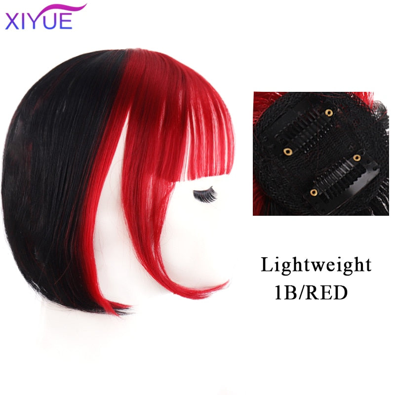 Black/Light Brown Clip In Hair Bangs Hairpiece Accessories Synthetic Fake Bangs Clip In Hair Extensions Clip In Hair Pieces