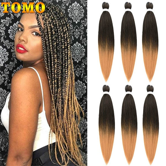 TOMO Pre Stretched Braiding Hair Synthetic Long Professional Hair for Braiding Twist Itch Free Hot Water Setting Yaki Wave Hair