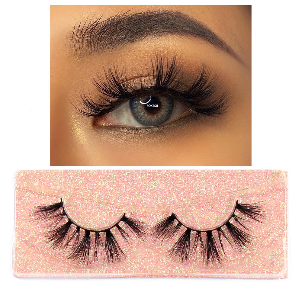 FOXESJI Makeup Eyelashes 3D Mink Lashes Fluffy Soft Wispy Natural Cross Eyelash Extension Reusable Lashes Mink False Eyelashes