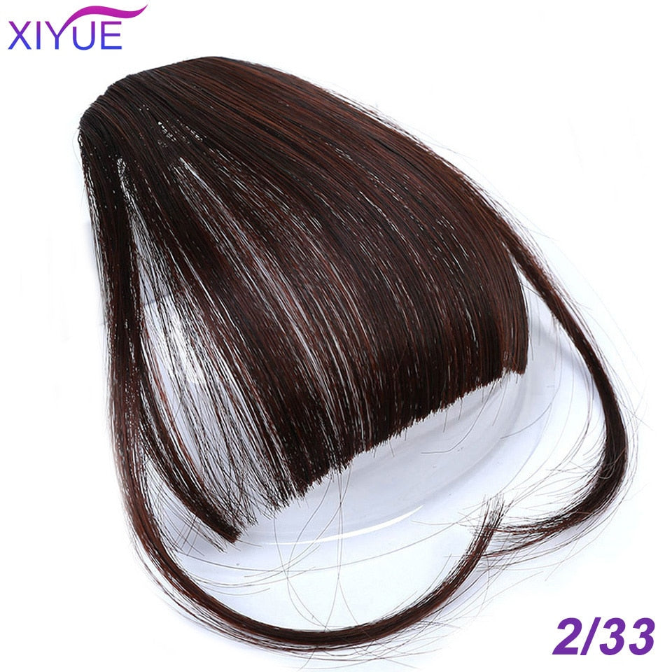 Black/Light Brown Clip In Hair Bangs Hairpiece Accessories Synthetic Fake Bangs Clip In Hair Extensions Clip In Hair Pieces