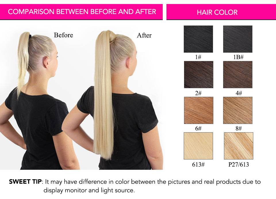 Real Beauty Ponytail Human Hair  Remy Hair Extensions European Warp Around Drawstring Clip Ins Ponytail Highlight Blonde Brown