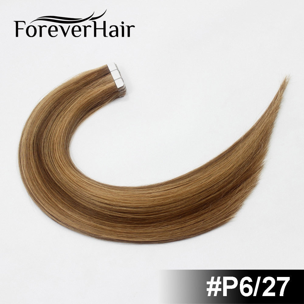 FOREVER HAIR 2.0g/pc Tape In Natural Human Hair Extensions Ash Blonde European Skin Weft Remy Hair Extensions 16&quot; 18&quot; 20&quot; 22&quot;