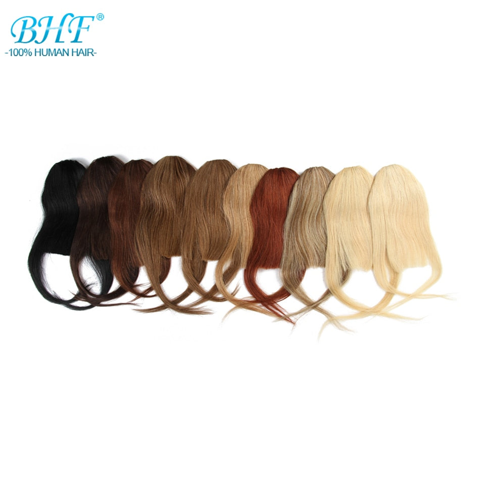 BHF Human Hair Bangs 8inch 20g Front 3 clips in Straight Remy Natural Human Hair Fringe All Colors