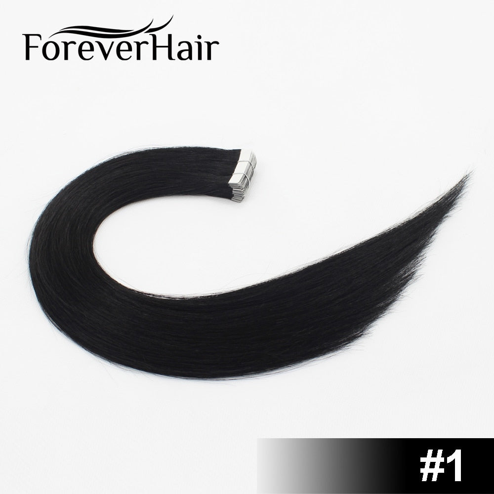 FOREVER HAIR 2.0g/pc Tape In Natural Human Hair Extensions Ash Blonde European Skin Weft Remy Hair Extensions 16&quot; 18&quot; 20&quot; 22&quot;