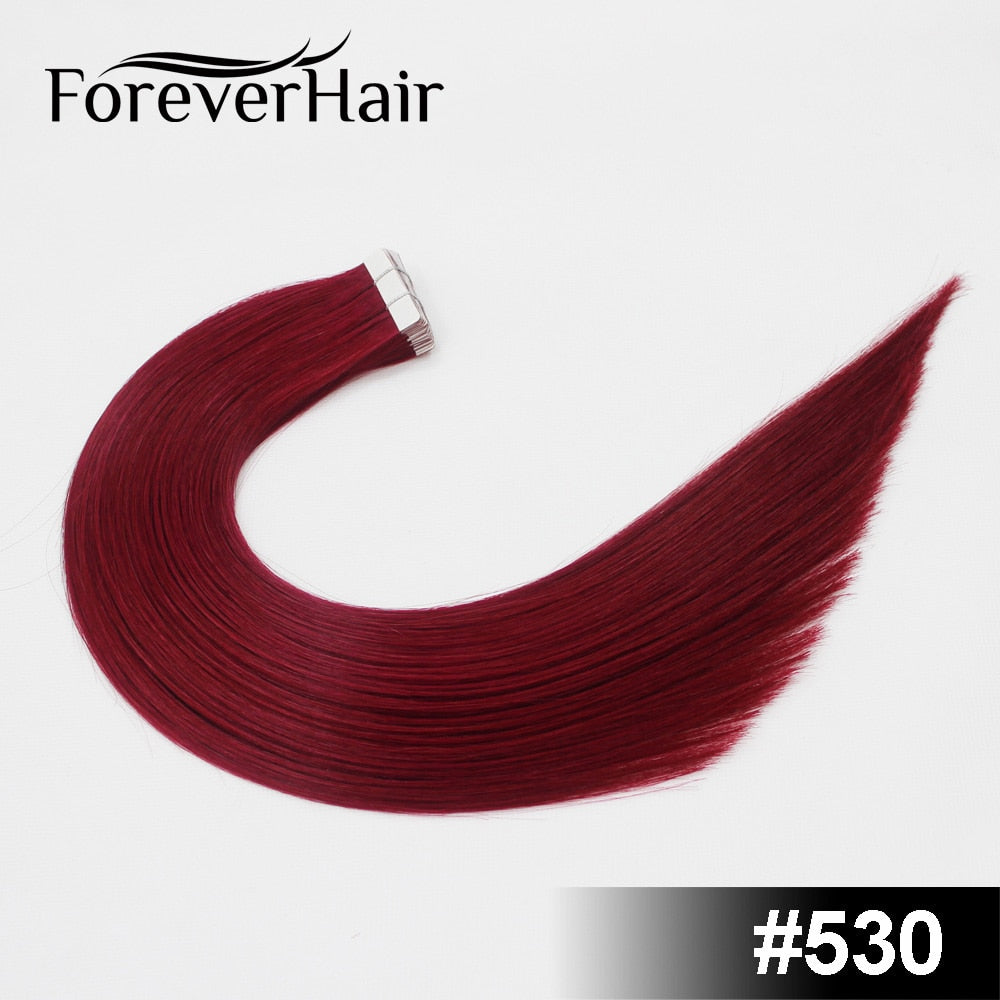 FOREVER HAIR 2.0g/pc Tape In Natural Human Hair Extensions Ash Blonde European Skin Weft Remy Hair Extensions 16&quot; 18&quot; 20&quot; 22&quot;