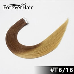 FOREVER HAIR 2.0g/pc Tape In Natural Human Hair Extensions Ash Blonde European Skin Weft Remy Hair Extensions 16&quot; 18&quot; 20&quot; 22&quot;