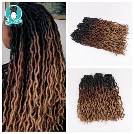 Luxury For Braiding Synthetic Faux Locs Curly Crochet Hair 24Strands Ombre Blond Crochet Braids 20inch 50cm