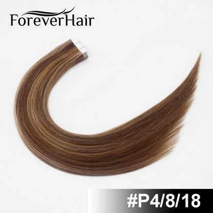 FOREVER HAIR 2.0g/pc Tape In Natural Human Hair Extensions Ash Blonde European Skin Weft Remy Hair Extensions 16&quot; 18&quot; 20&quot; 22&quot;