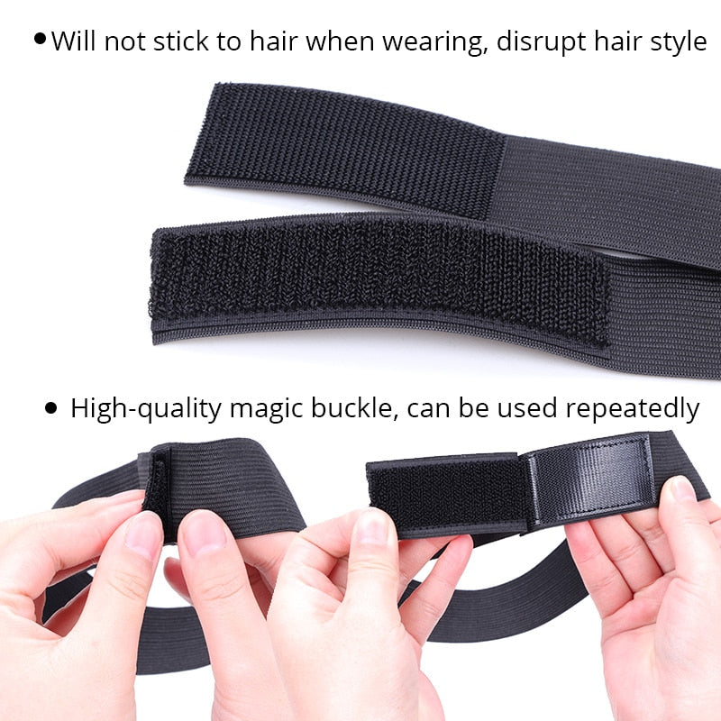 Customized Your Own Logo Or Name Adjustable Edge Elastic Band For Wigs Frontal Wrap Headband Black 2.5 3 3.5Cm Hair Accossories