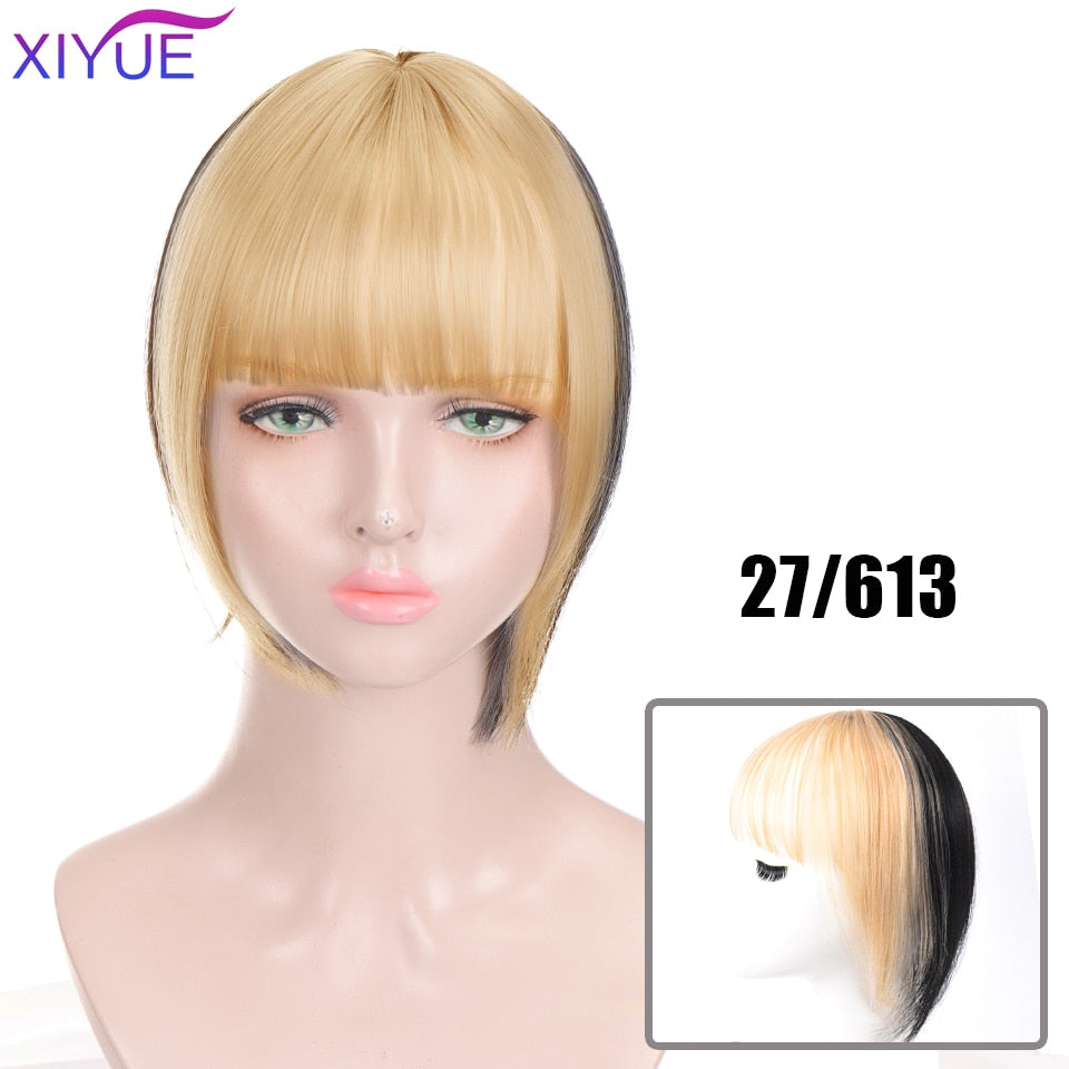 Black/Light Brown Clip In Hair Bangs Hairpiece Accessories Synthetic Fake Bangs Clip In Hair Extensions Clip In Hair Pieces