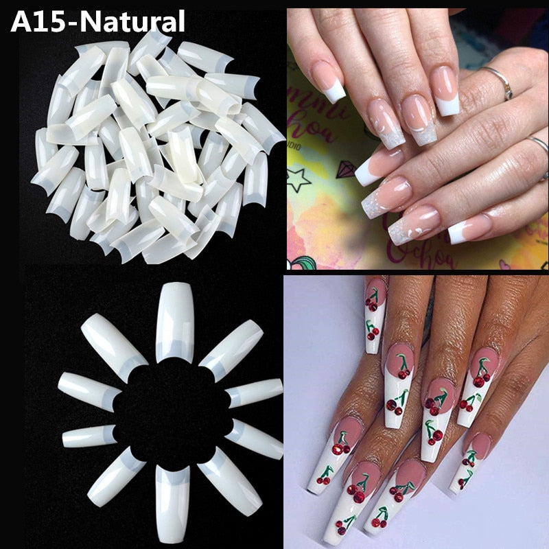 Makartt 500pcs Coffin Fake Nail Tips Clear Natural XXL Gel Tips Full Cover False Acrylic Stiletto Ballerina Nails Press on Nail