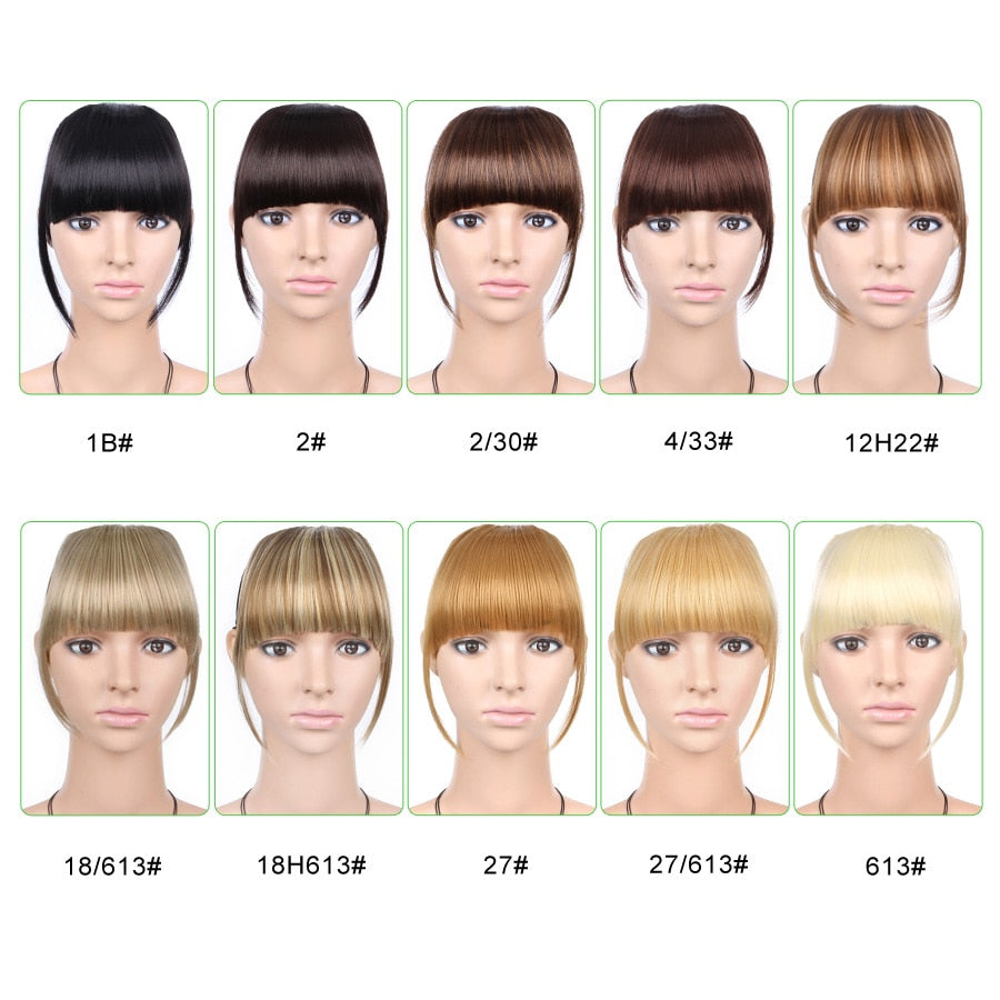 Leeons Short Synthetic Bangs Heat Resistant Hairpieces Hair Women Natural Short Fake Hair Bangs Hair Clips For Extensions Black