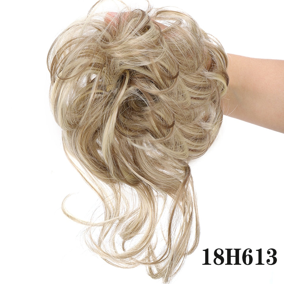 LUPU Synthetic Hair Bun Chignon Messy Curly Hair Band Elastic Scrunchy False Hair Pieces For Women Hairpins Black Brown