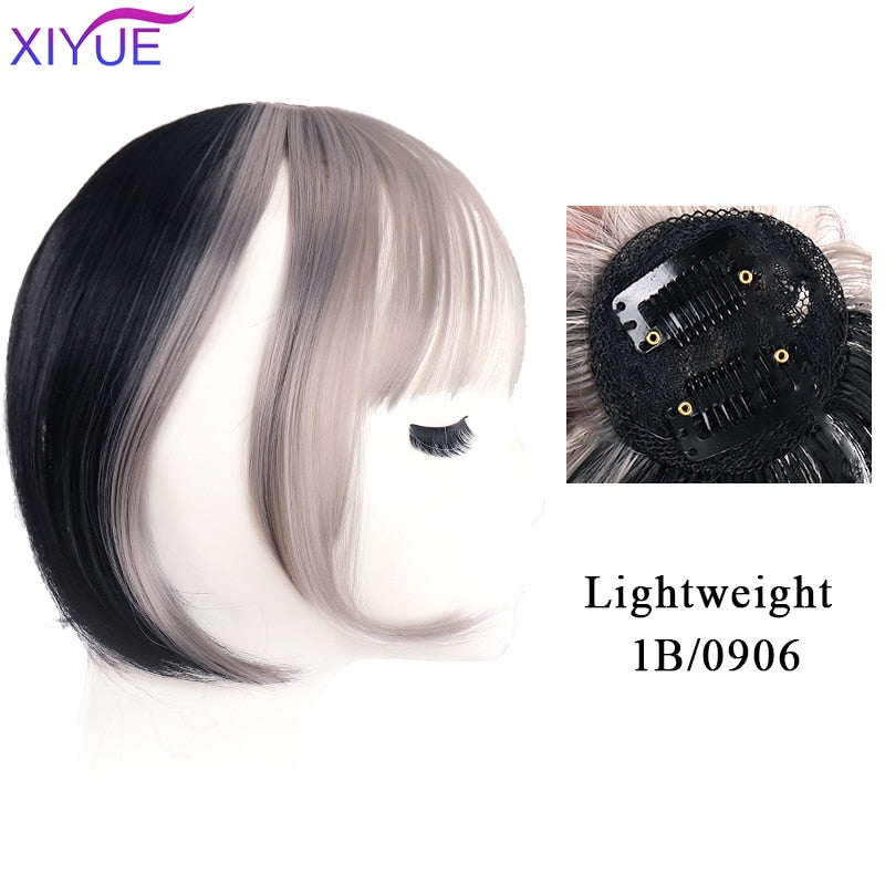 Black/Light Brown Clip In Hair Bangs Hairpiece Accessories Synthetic Fake Bangs Clip In Hair Extensions Clip In Hair Pieces