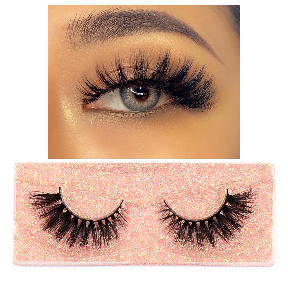 FOXESJI Makeup Eyelashes 3D Mink Lashes Fluffy Soft Wispy Natural Cross Eyelash Extension Reusable Lashes Mink False Eyelashes