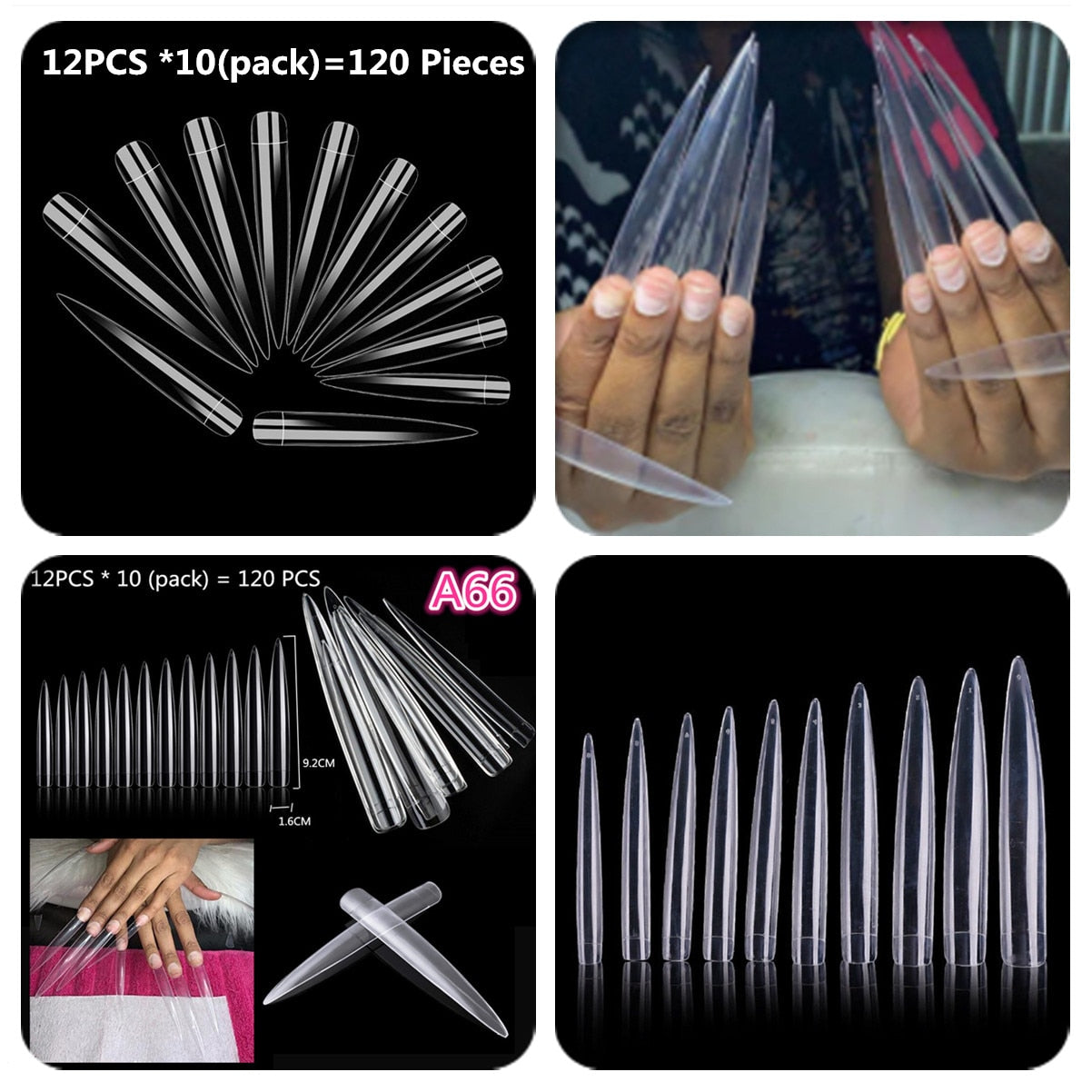 Makartt 500pcs Coffin Fake Nail Tips Clear Natural XXL Gel Tips Full Cover False Acrylic Stiletto Ballerina Nails Press on Nail