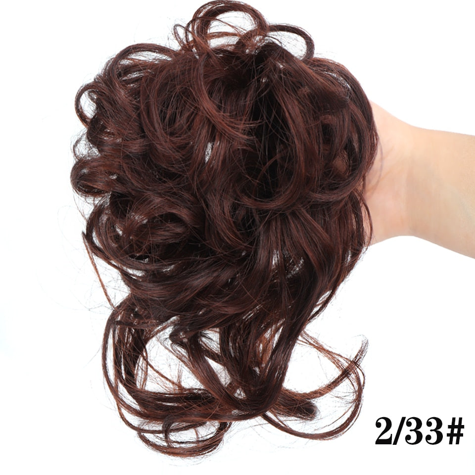 LUPU Synthetic Hair Bun Chignon Messy Curly Hair Band Elastic Scrunchy False Hair Pieces For Women Hairpins Black Brown