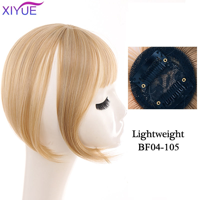 Black/Light Brown Clip In Hair Bangs Hairpiece Accessories Synthetic Fake Bangs Clip In Hair Extensions Clip In Hair Pieces