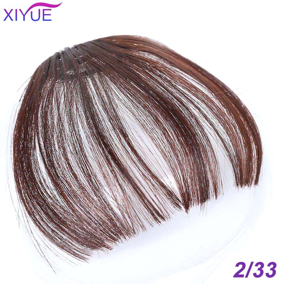 Black/Light Brown Clip In Hair Bangs Hairpiece Accessories Synthetic Fake Bangs Clip In Hair Extensions Clip In Hair Pieces