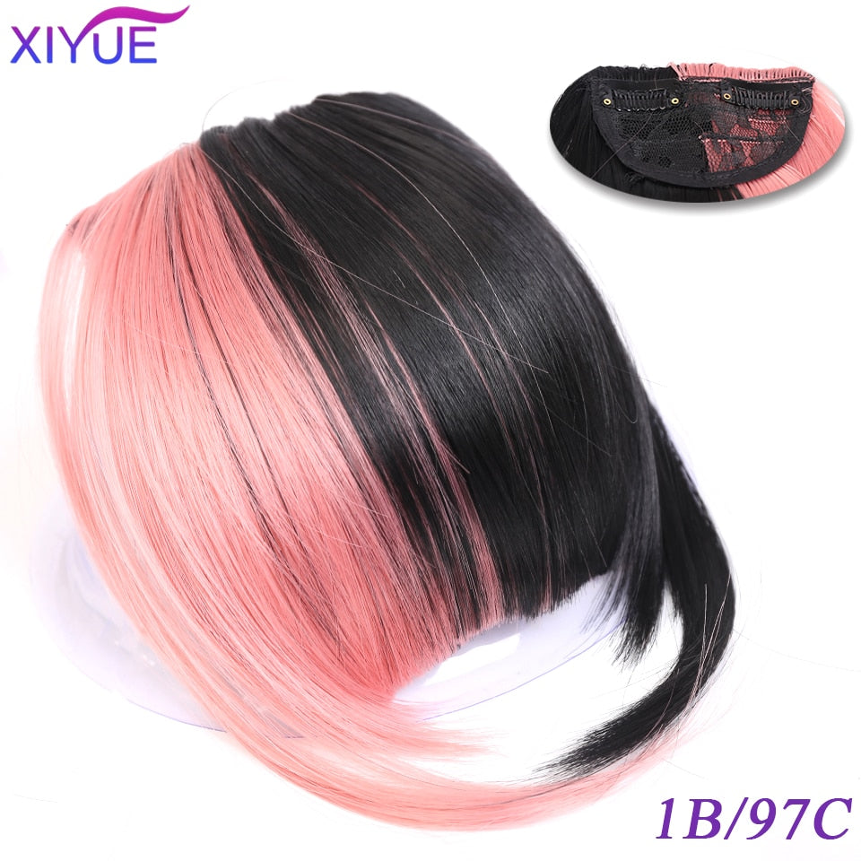 Black/Light Brown Clip In Hair Bangs Hairpiece Accessories Synthetic Fake Bangs Clip In Hair Extensions Clip In Hair Pieces