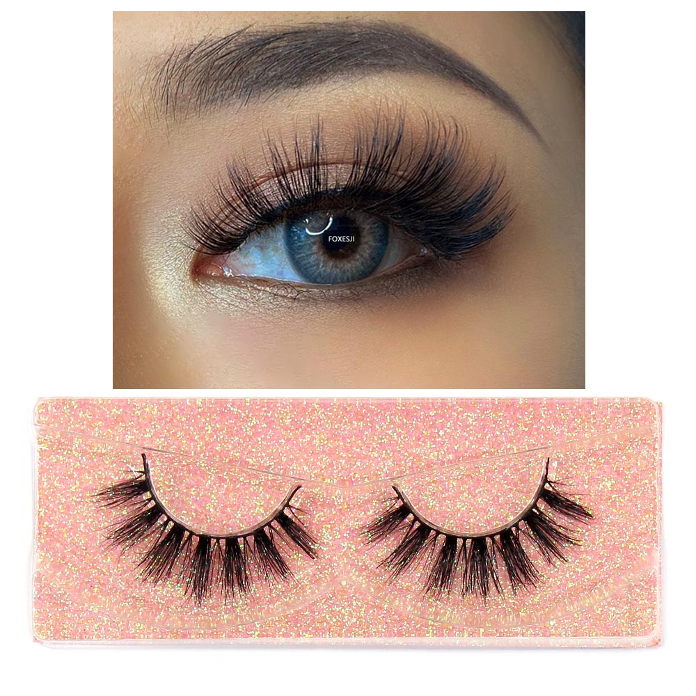 FOXESJI Makeup Eyelashes 3D Mink Lashes Fluffy Soft Wispy Natural Cross Eyelash Extension Reusable Lashes Mink False Eyelashes