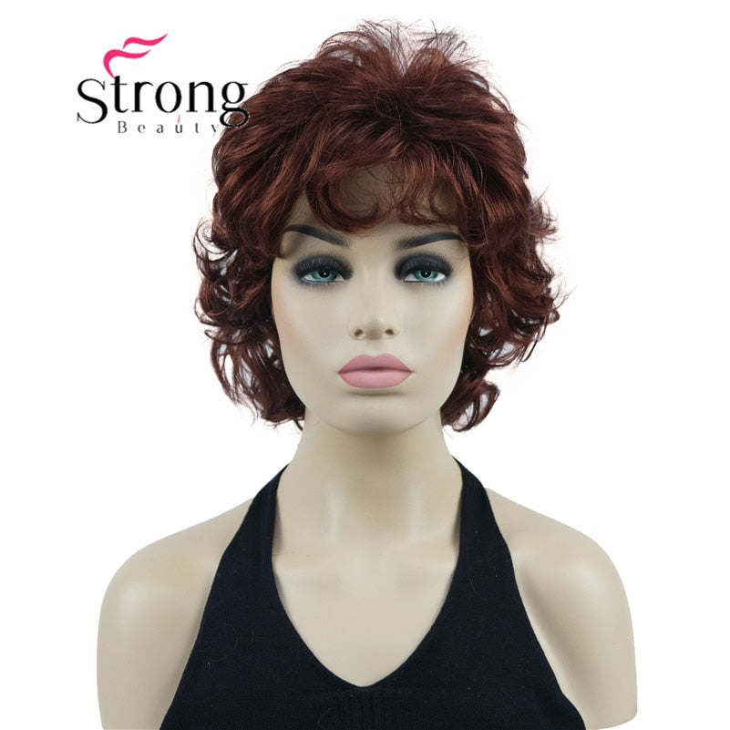 StrongBeauty Short Wig Soft Tousled Curls Blonde Highlights Full Synthetic Wigs COLOUR CHOICES