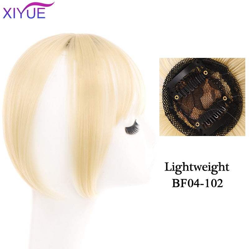 Black/Light Brown Clip In Hair Bangs Hairpiece Accessories Synthetic Fake Bangs Clip In Hair Extensions Clip In Hair Pieces