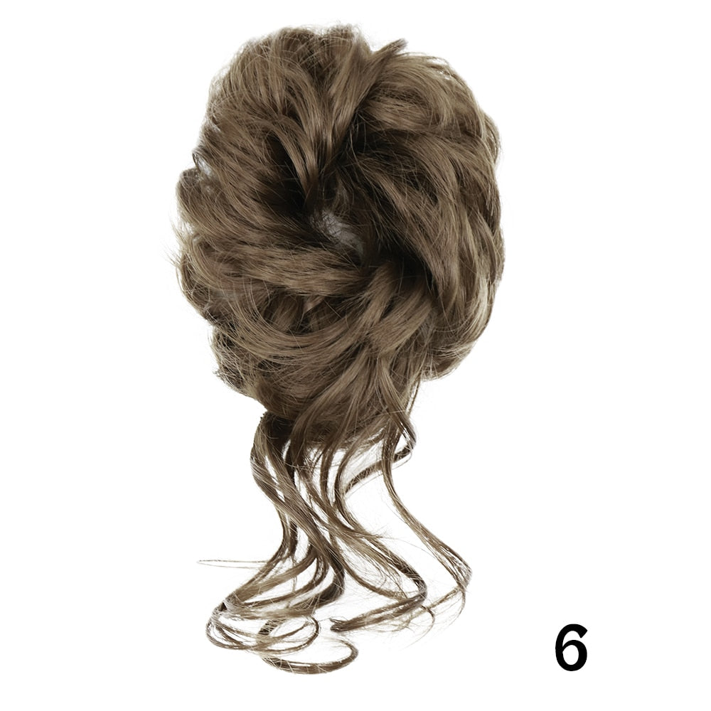 XINRAN Synthetic Curly Donut Chignon With Elastic Band Scrunchies Messy Hair Bun Updo Hairpieces Extensions for Women